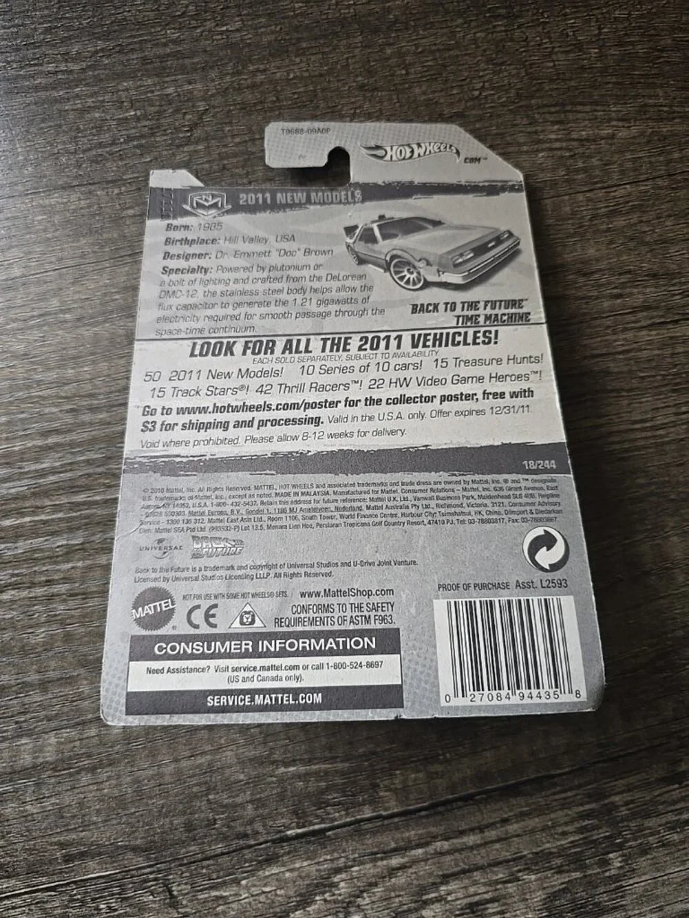2011 Hot Wheels New Models 18/50 Back To The Future Time Machine Delorean